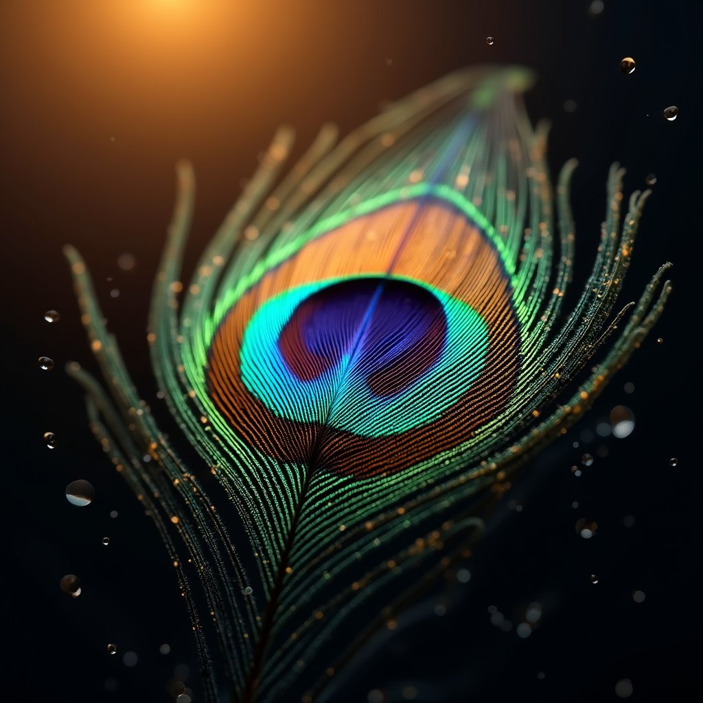 Iridescent Depths of a Feather - Abstract AI stock