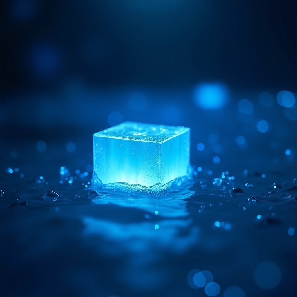 Monsoon Cubes in Blue Suspension - Abstract AI stock