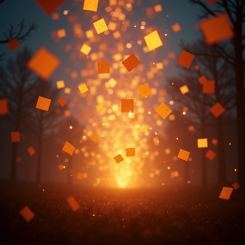 Amber Squares in Autumn Vortex - Abstract AI stock