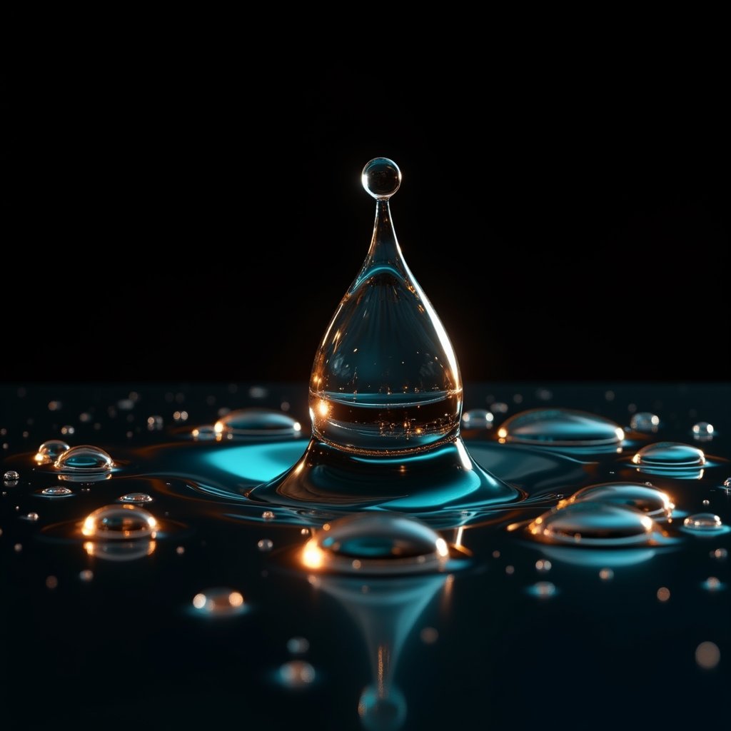 Mercury Teardrop Shatter in Void - Abstract AI stock