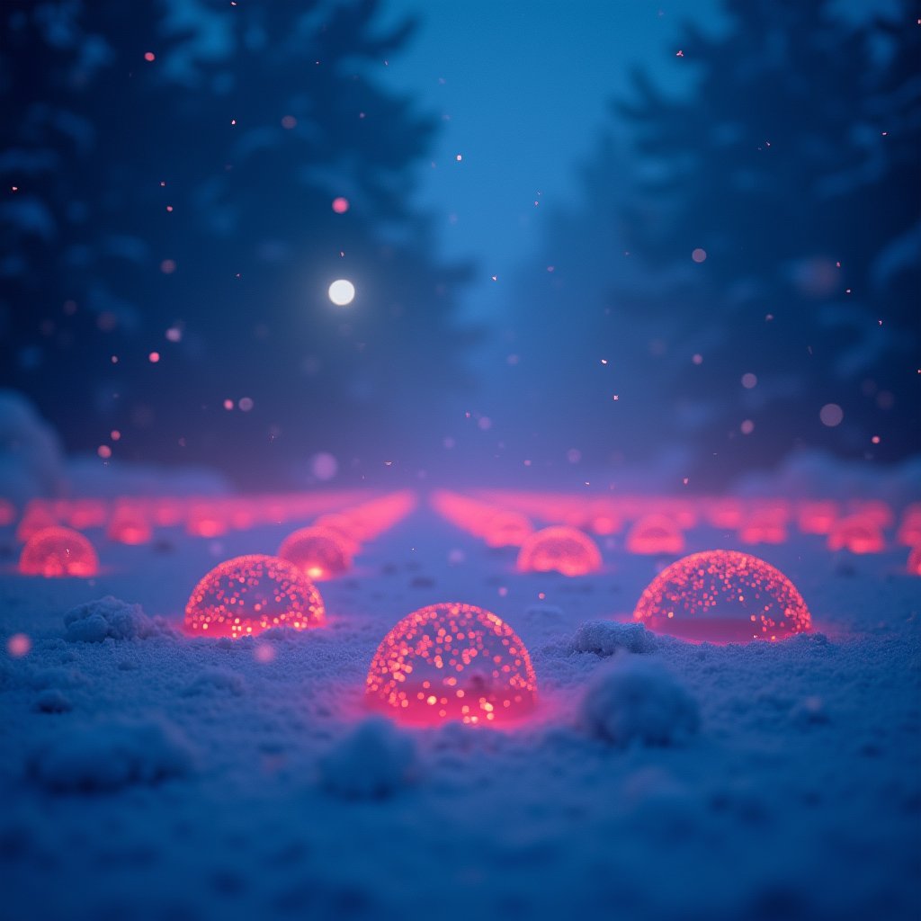 Snowfall on Red Ellipses