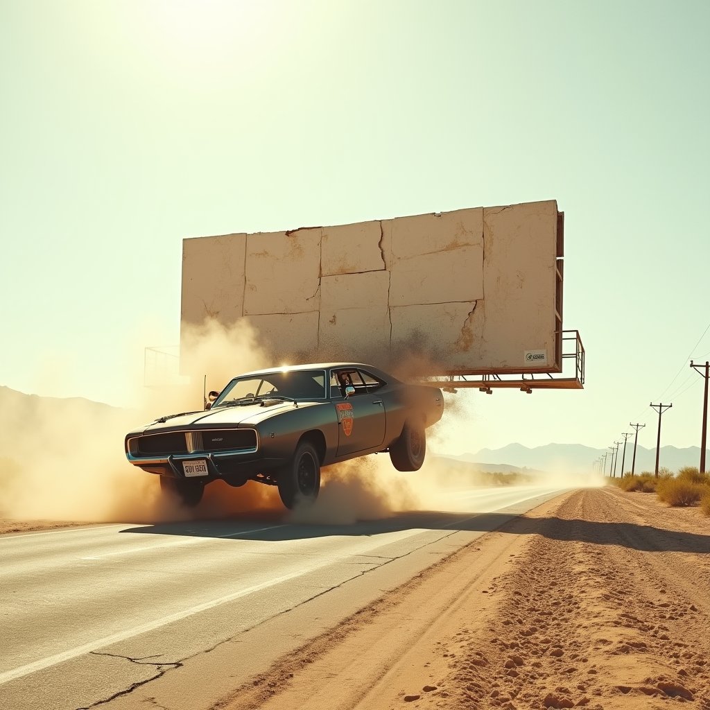 Charger Splinters the Desert Billboard - Action & Stunts AI stock