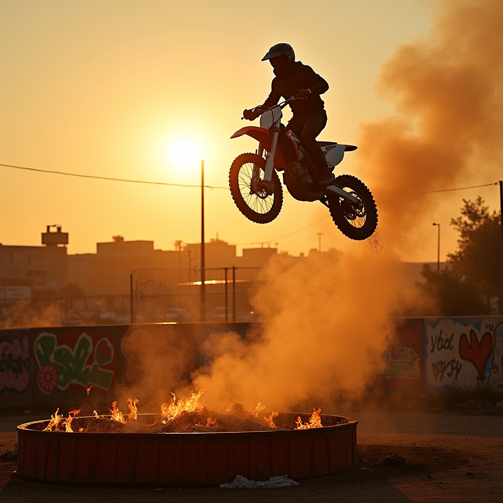 Leap Above the Blazing Ring - Action & Stunts AI stock