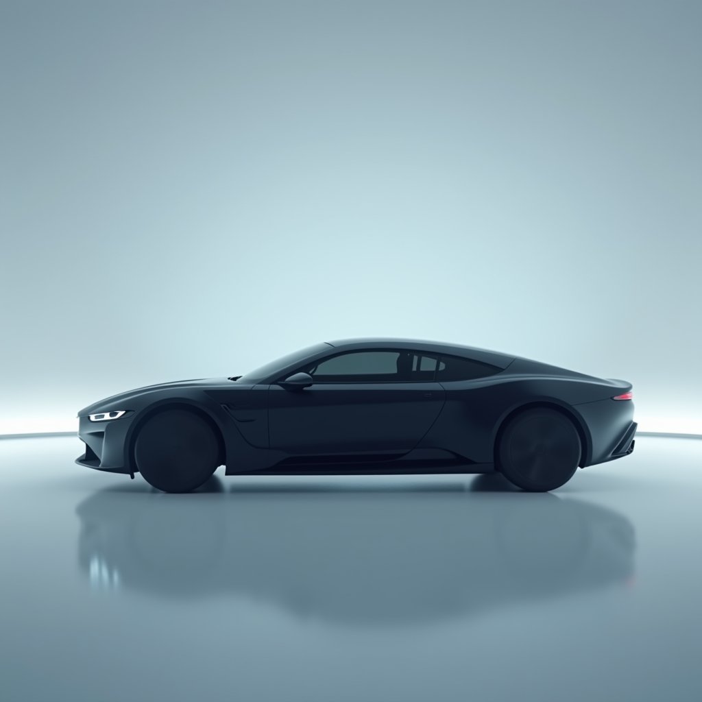 Obsidian Coupe on White Turntable - Advertising AI stock