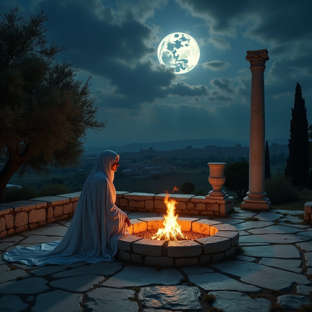 Priestess Keeps the Marble Flame - Ancient Civilizations AI stock