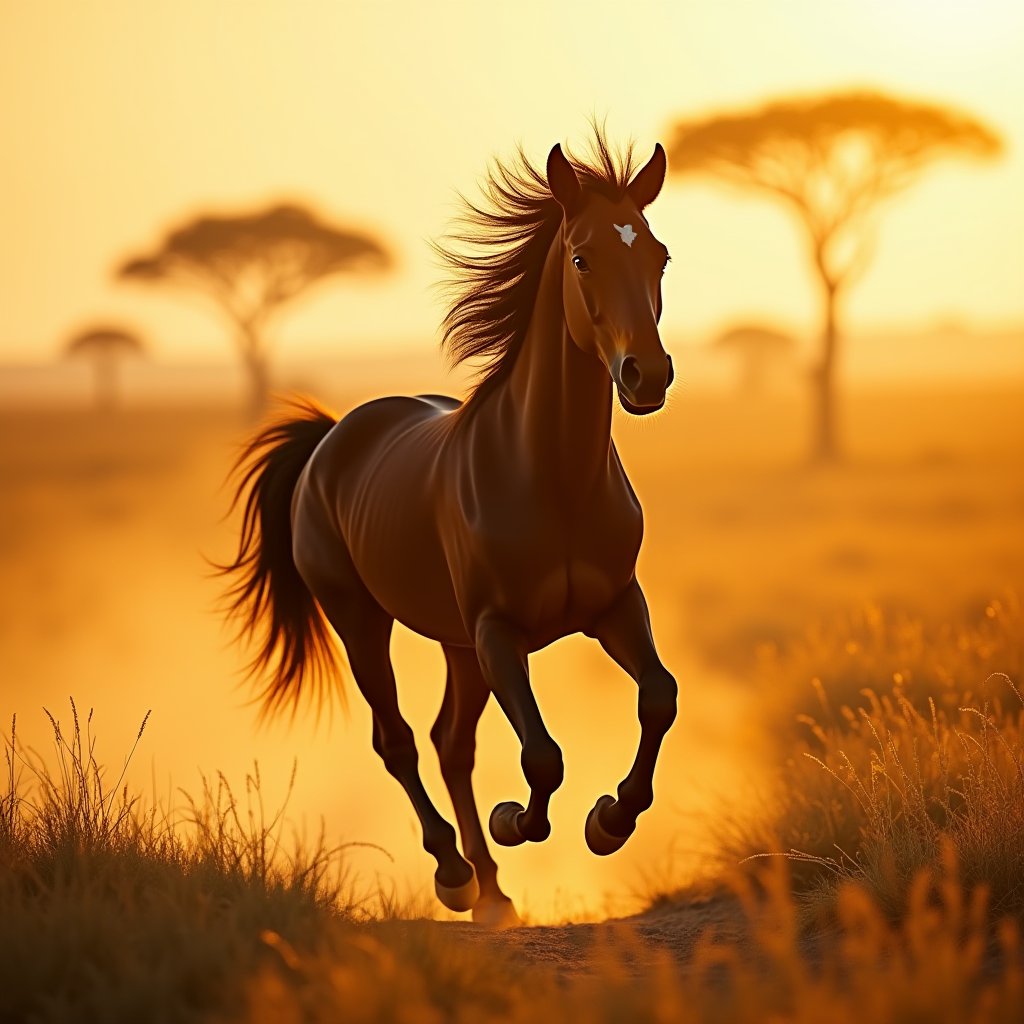 Golden Hour Gallop - Animal AI stock