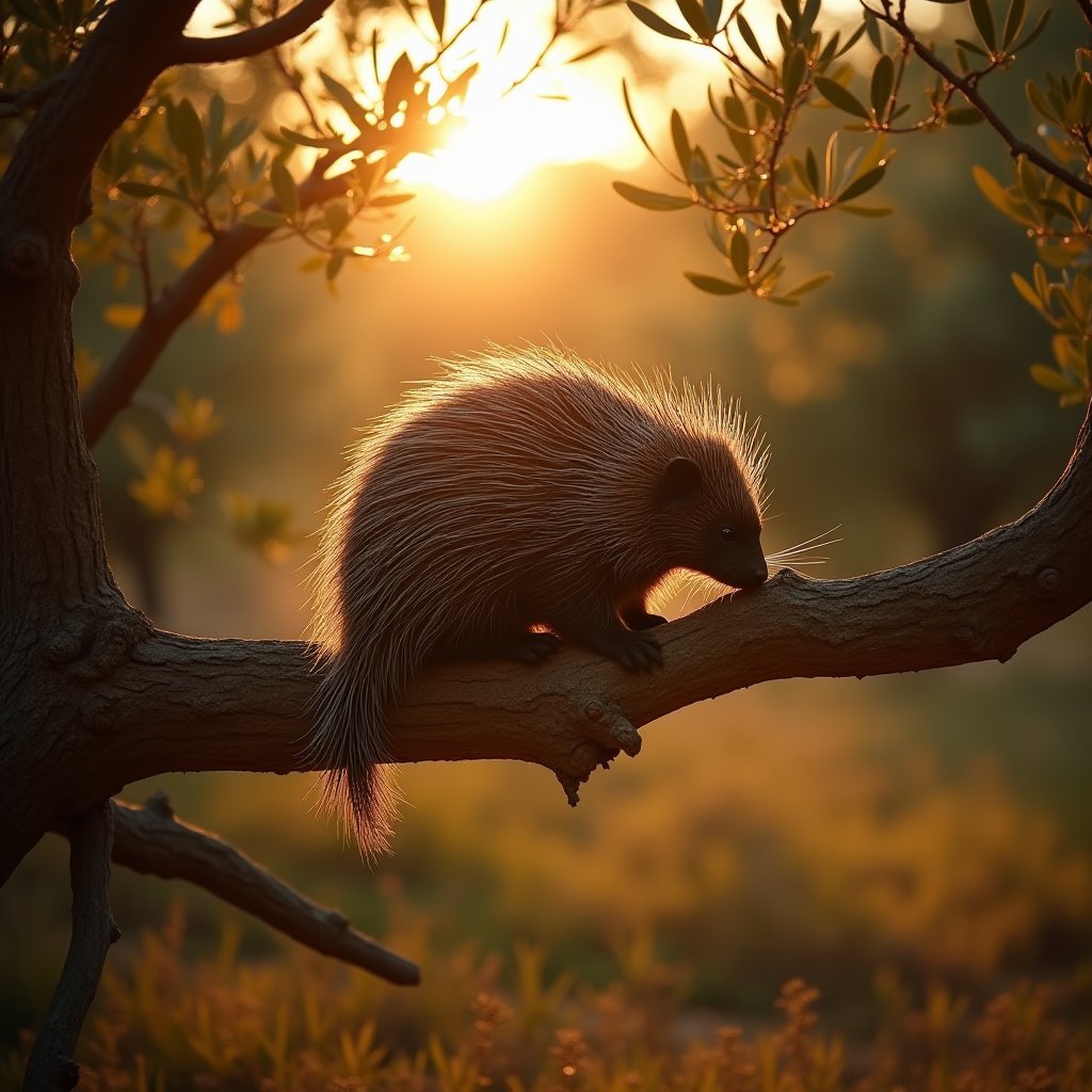 Quilled Wanderer in Olive Grove - Animal AI stock