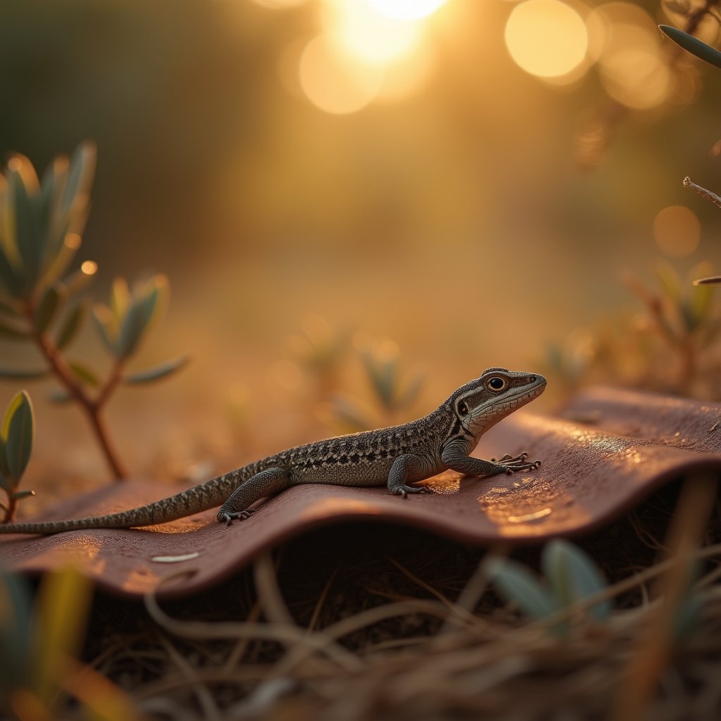 Lizard on Rusted Tin
