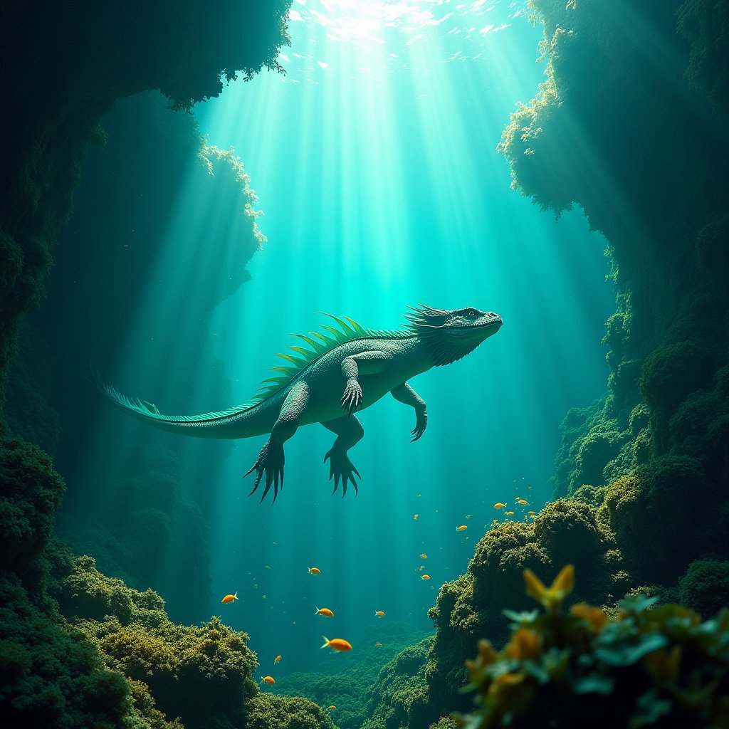 Emerald Dragon's Sunken Kingdom - Animation AI stock