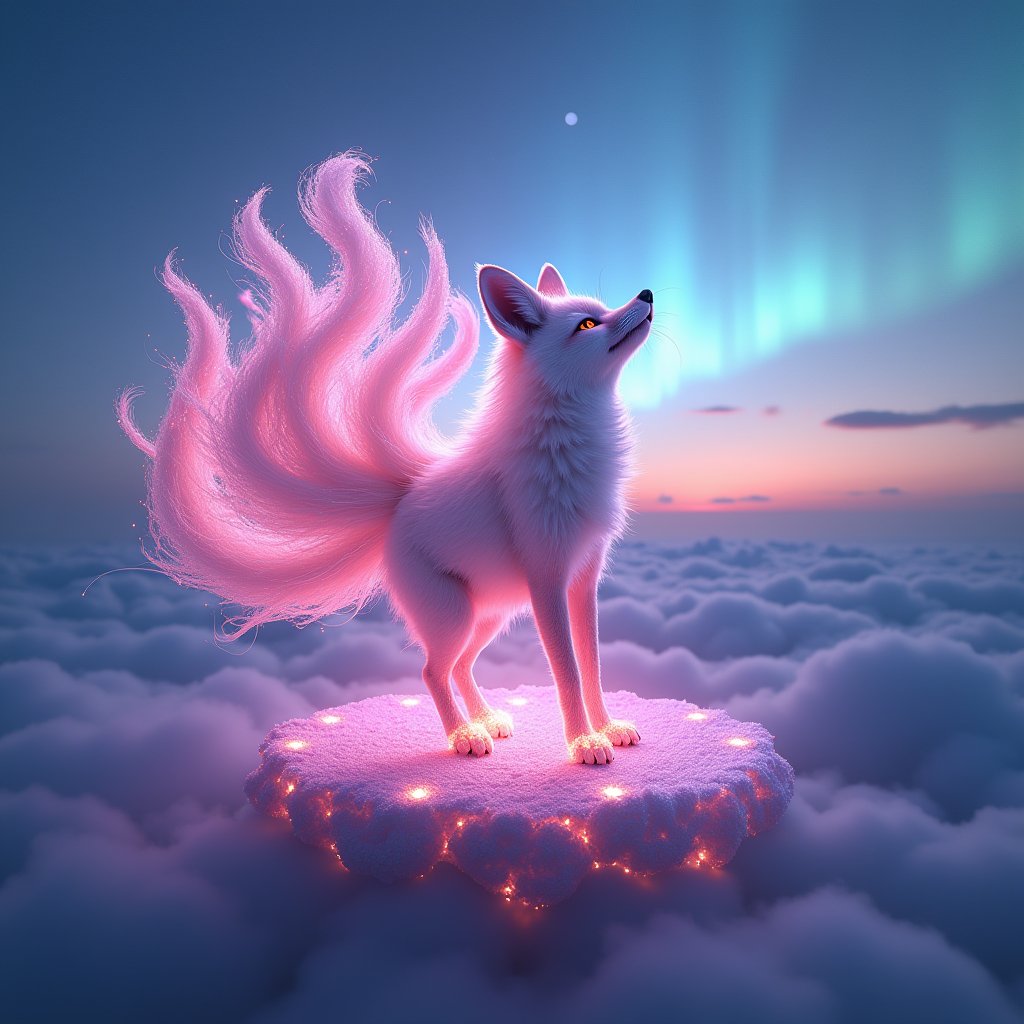 Nine Tails Above Clouds - Animation AI stock
