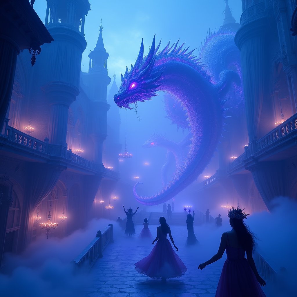 Ghost Dragon Masquerade Above Clouds - Animation AI stock