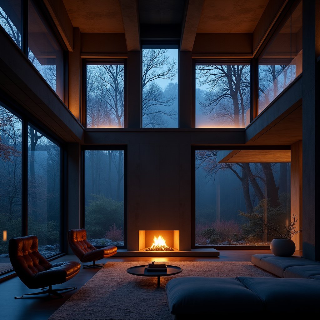 Fallingwater's Twilight Embrace - Architecture & Interior AI stock