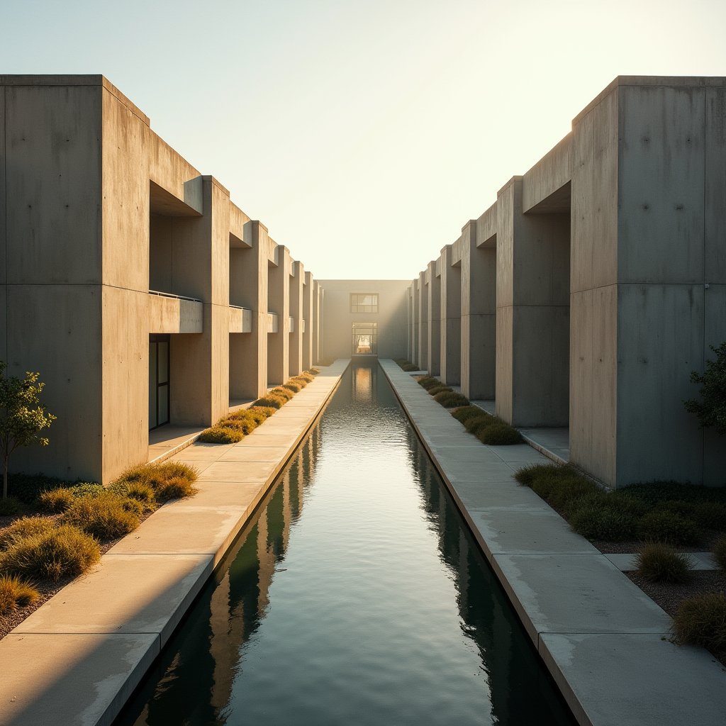 Concrete Symmetry by the Sea - Architecture & Interior AI stock