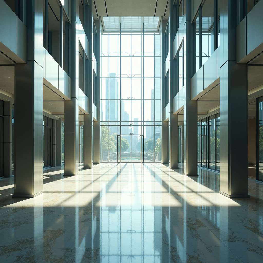 Steel and Glass Cathedral - Architecture & Interior AI stock