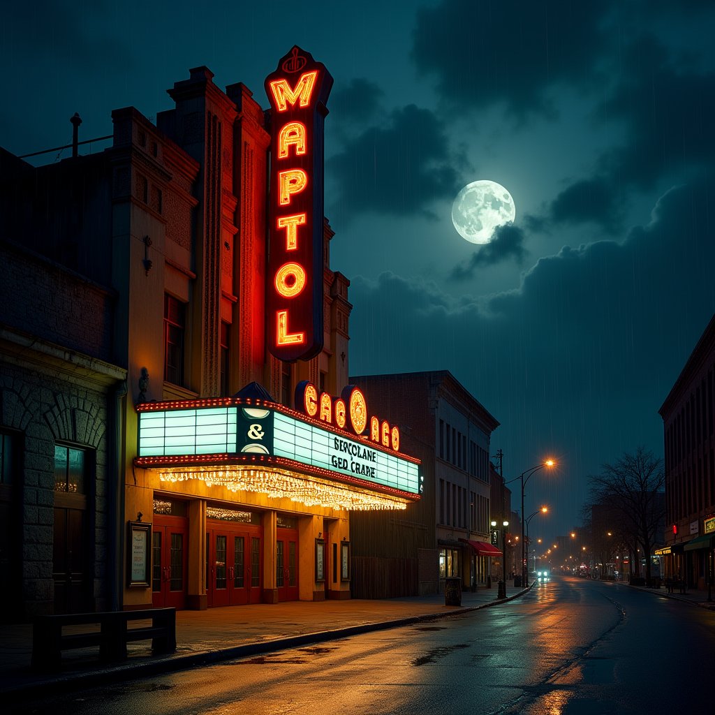 Marquee Burns Through Storm - Architecture & Interior AI stock