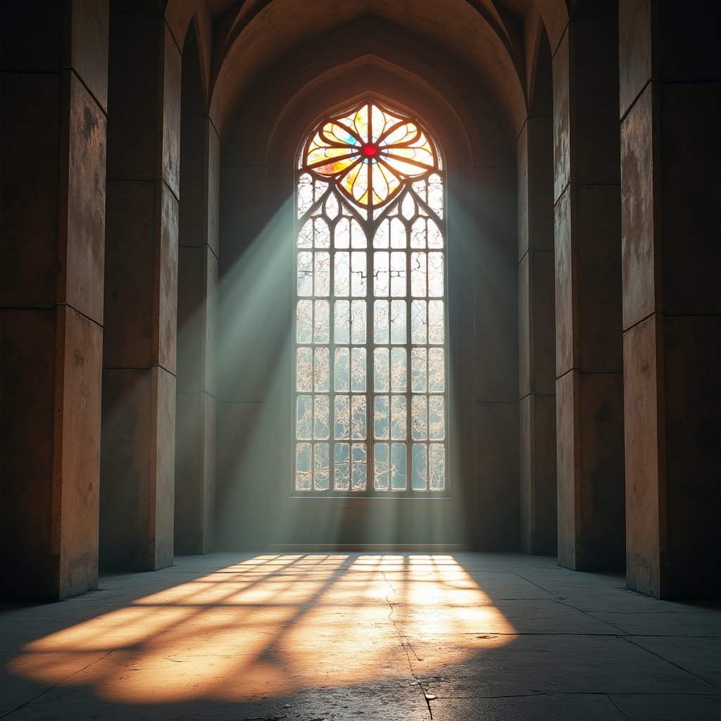 Sunbeams Through Shattered Ruby - Architecture & Interior AI stock