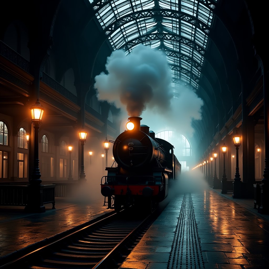 Steam Beneath the Glass Vault - Architecture & Interior AI stock