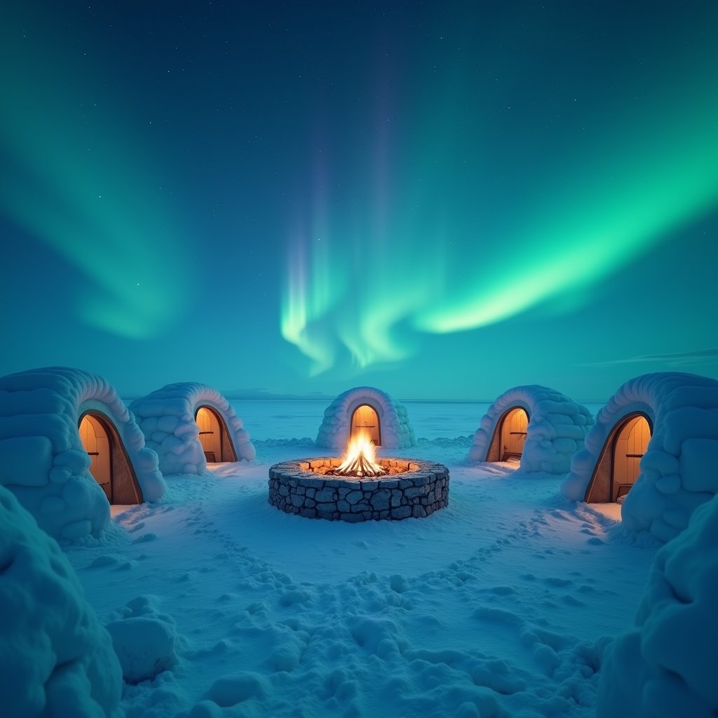 Aurora Over Igloo Halo - Architecture & Interior AI stock