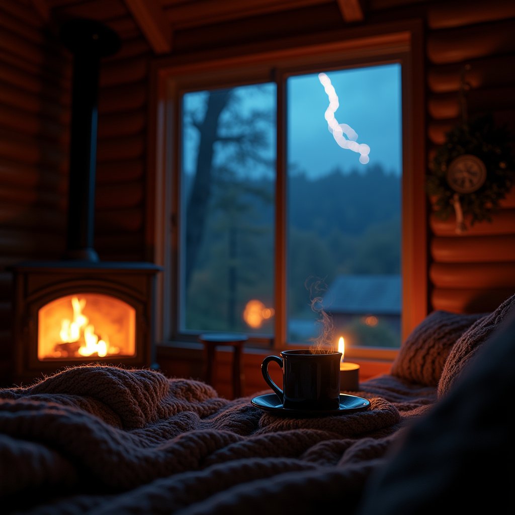 Silent Lightning by Firelight - ASMR AI stock