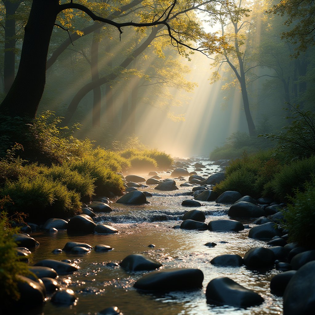 Dawn Stream Over Pebbles - ASMR AI stock
