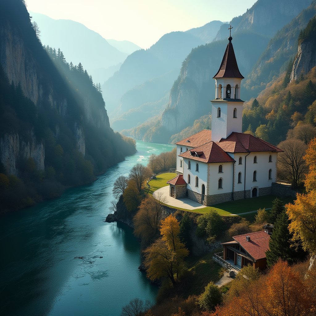 Serbian Monastery in Karst Valley - Balkans AI stock