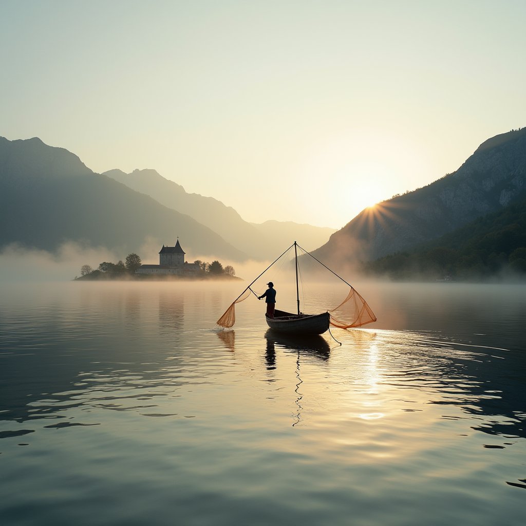 Dawn on Lake Ohrid - Balkans AI stock