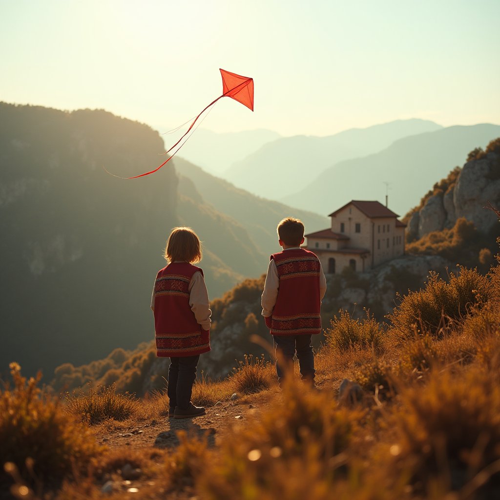 Kite Above the Monastery - Balkans AI stock