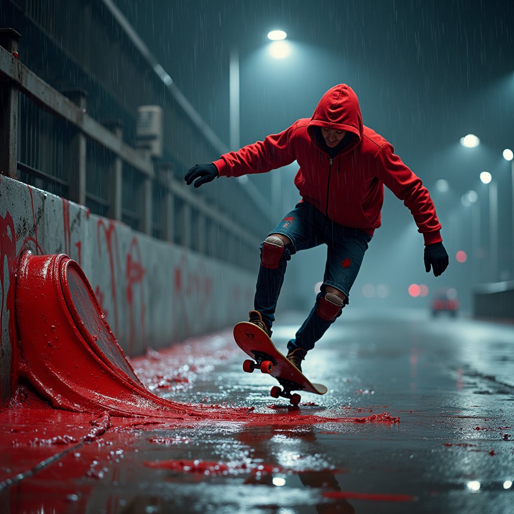 Crimson Paint on Wet Concrete - Blood & Impact AI stock