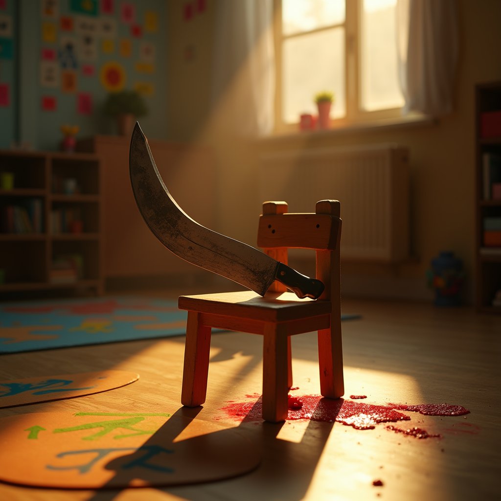 Machete on Tiny Chair - Blood & Impact AI stock