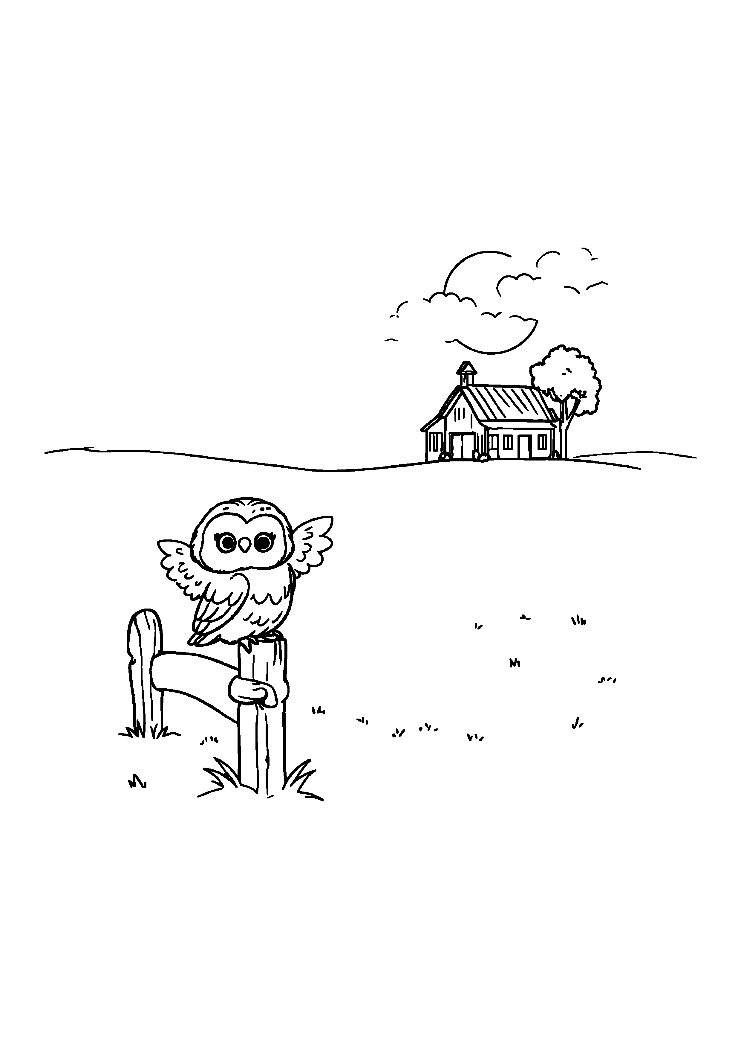Coloring Page — Barn Owl Perch - Coloring Pages AI stock