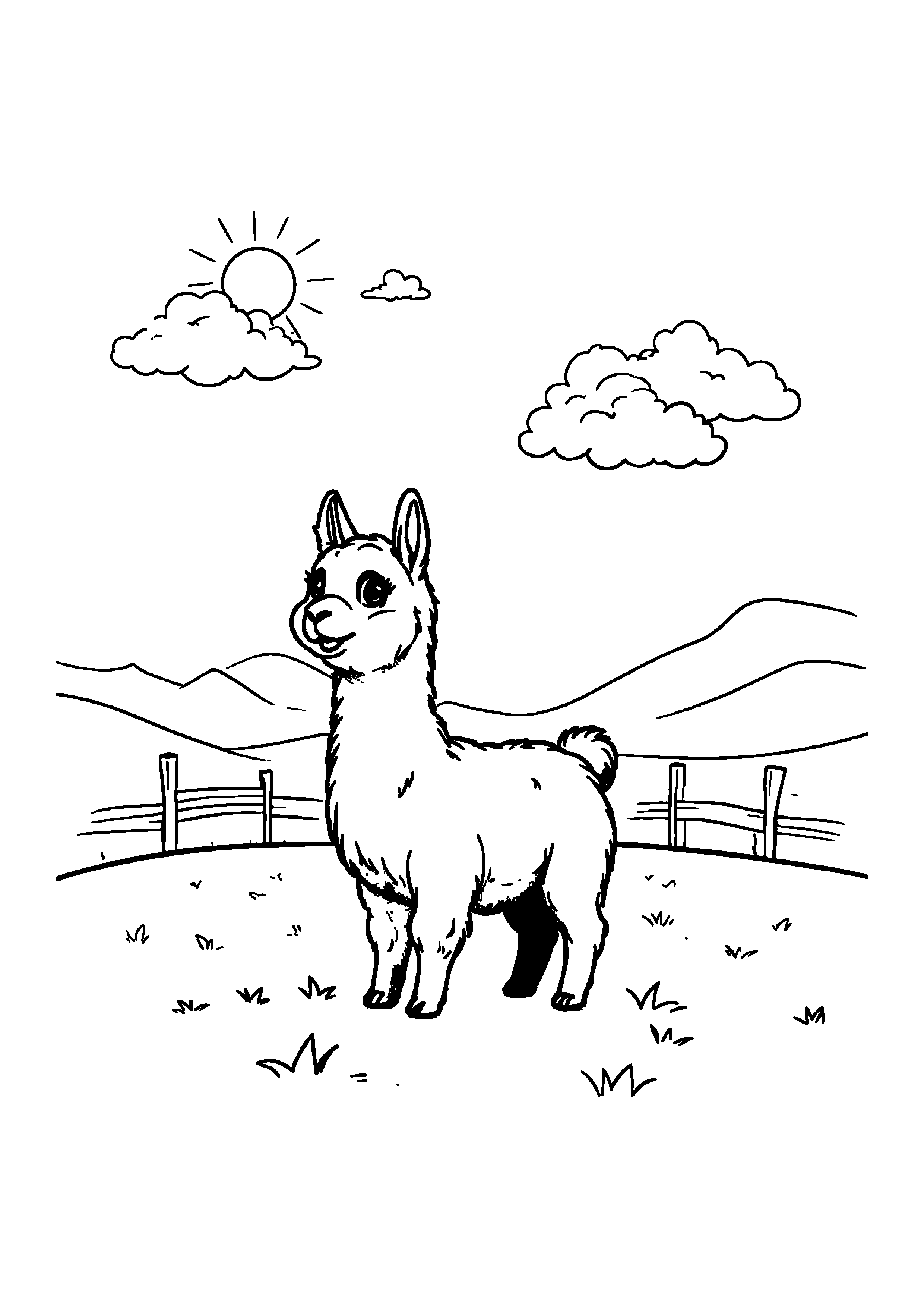 Coloring Page — Smiling Alpaca - Coloring Pages AI stock