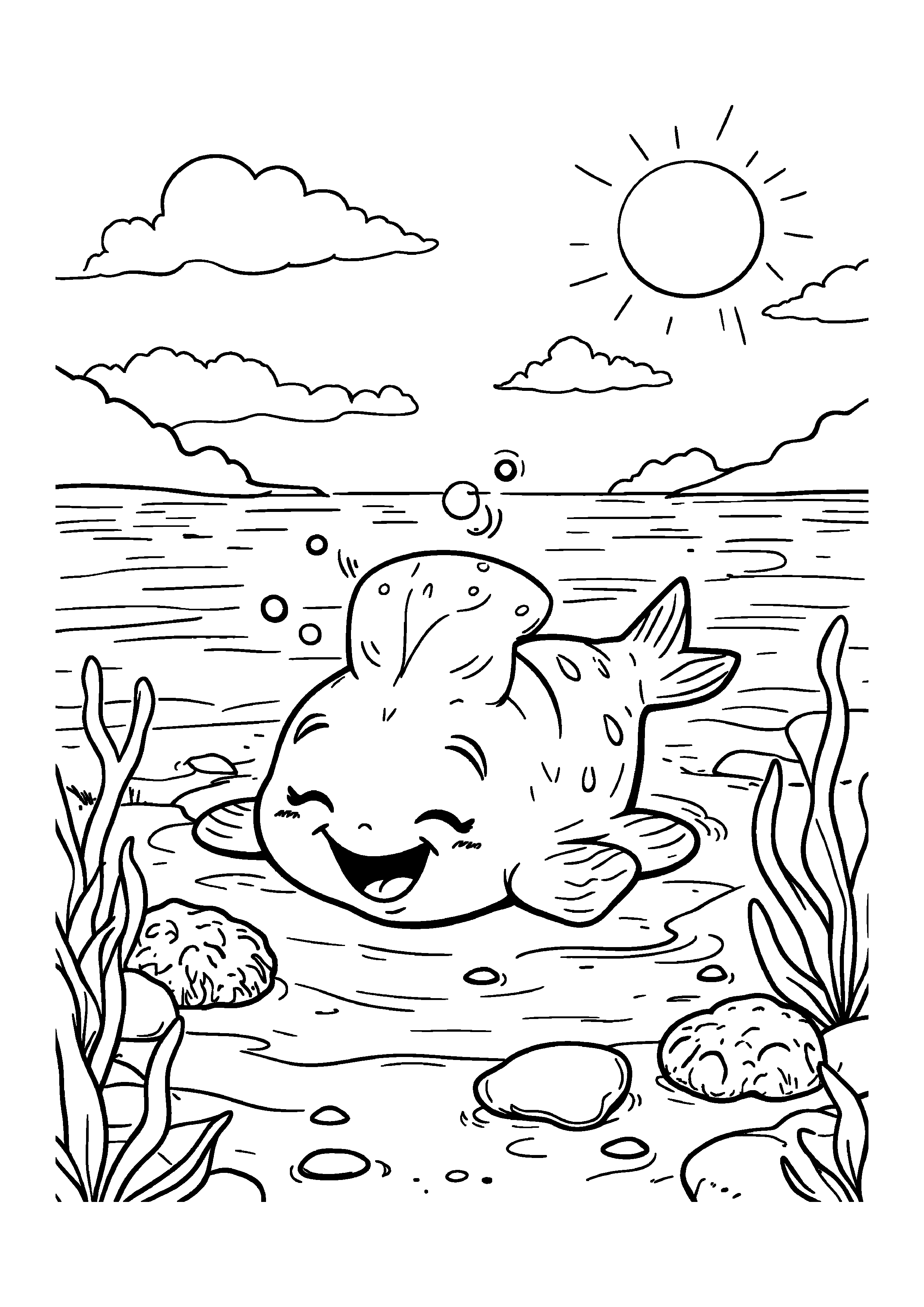 Coloring Page — Happy Sea Slug - Coloring Pages AI stock