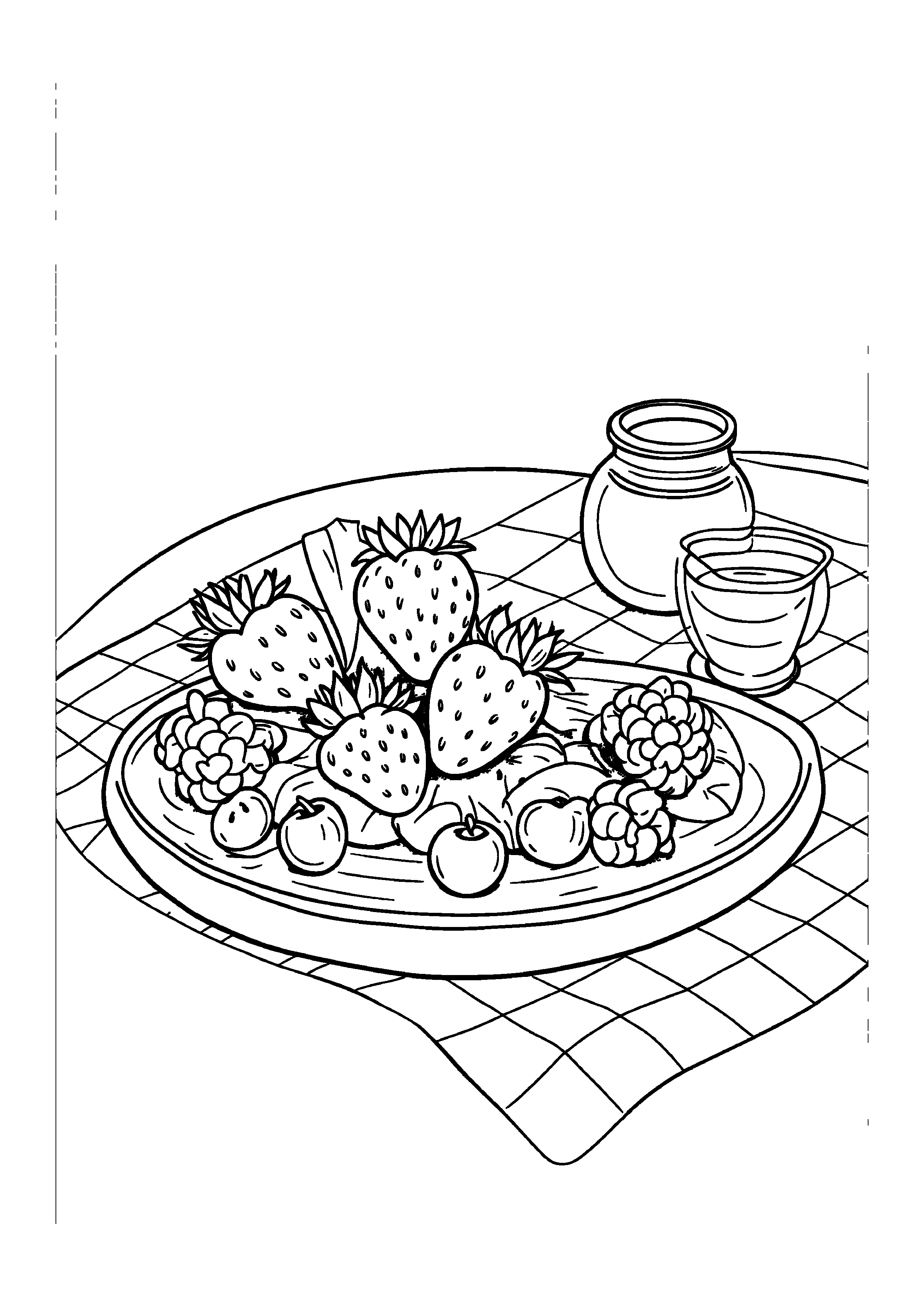 Coloring Page — Berry Fruit Platter - Coloring Pages AI stock