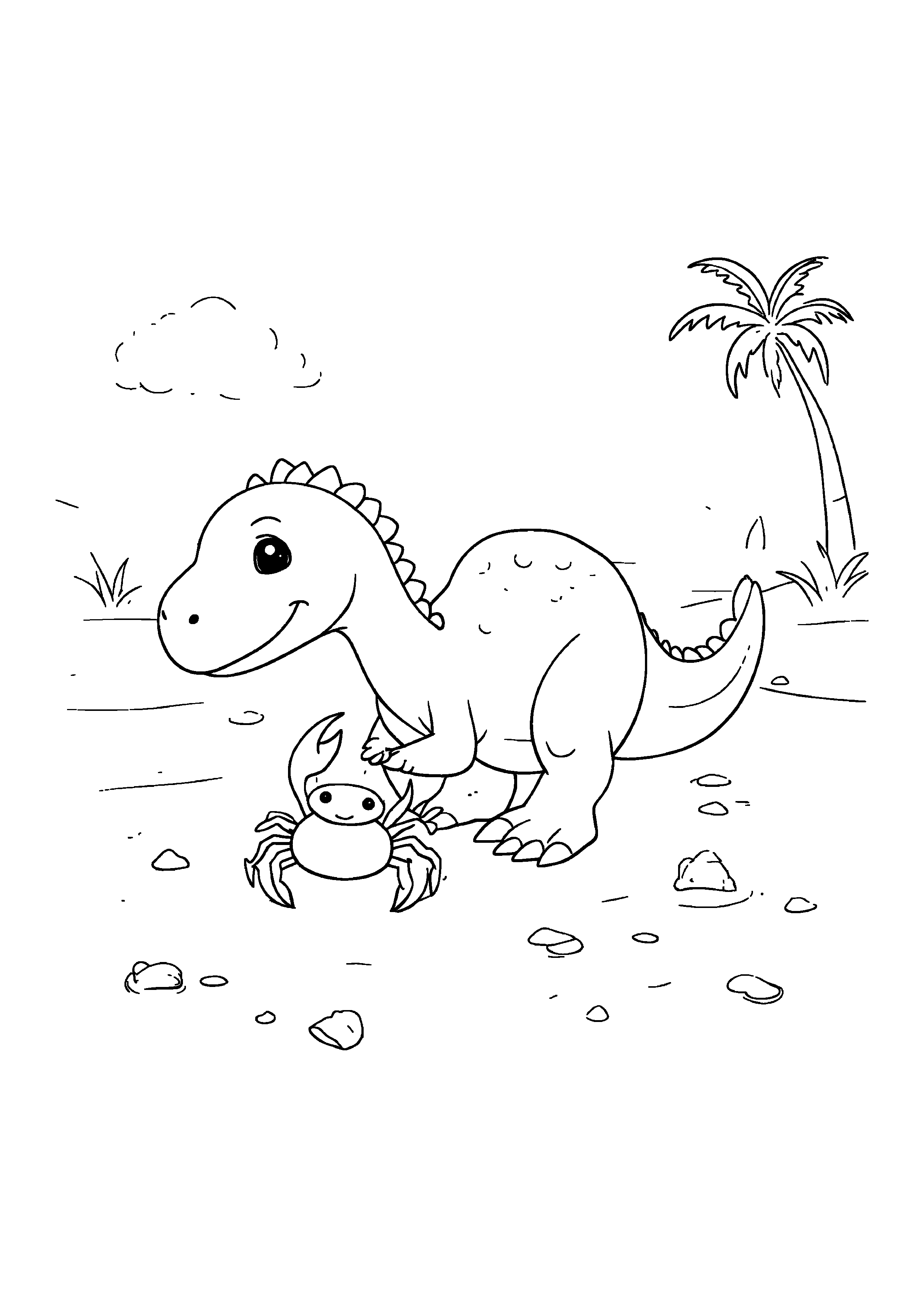 Coloring Page — Dinosaur With Crab - Coloring Pages AI stock