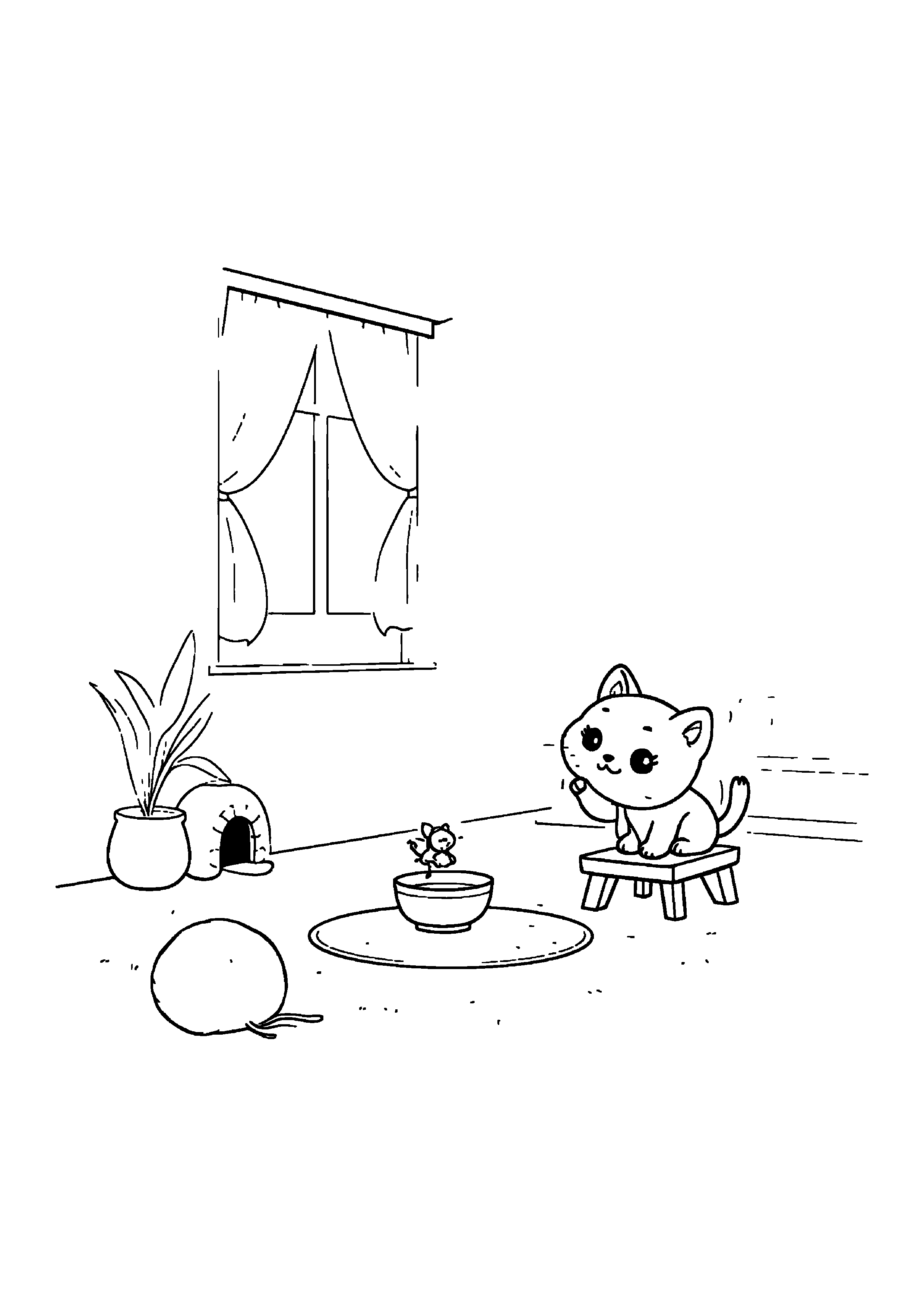 Coloring Page — Cat Watching Mouse - Coloring Pages AI stock