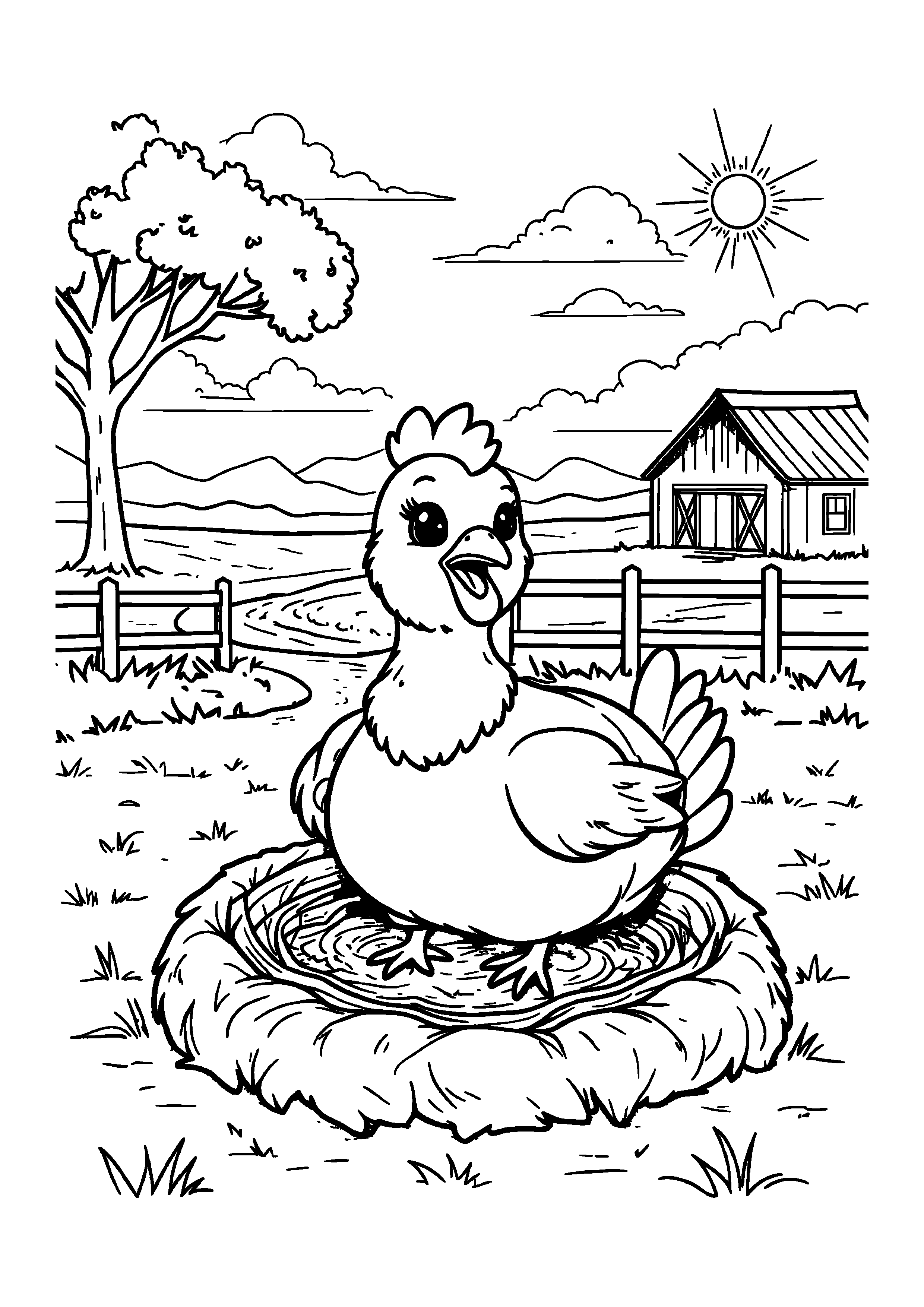 Coloring Page — Turkey Hen Sitting - Coloring Pages AI stock