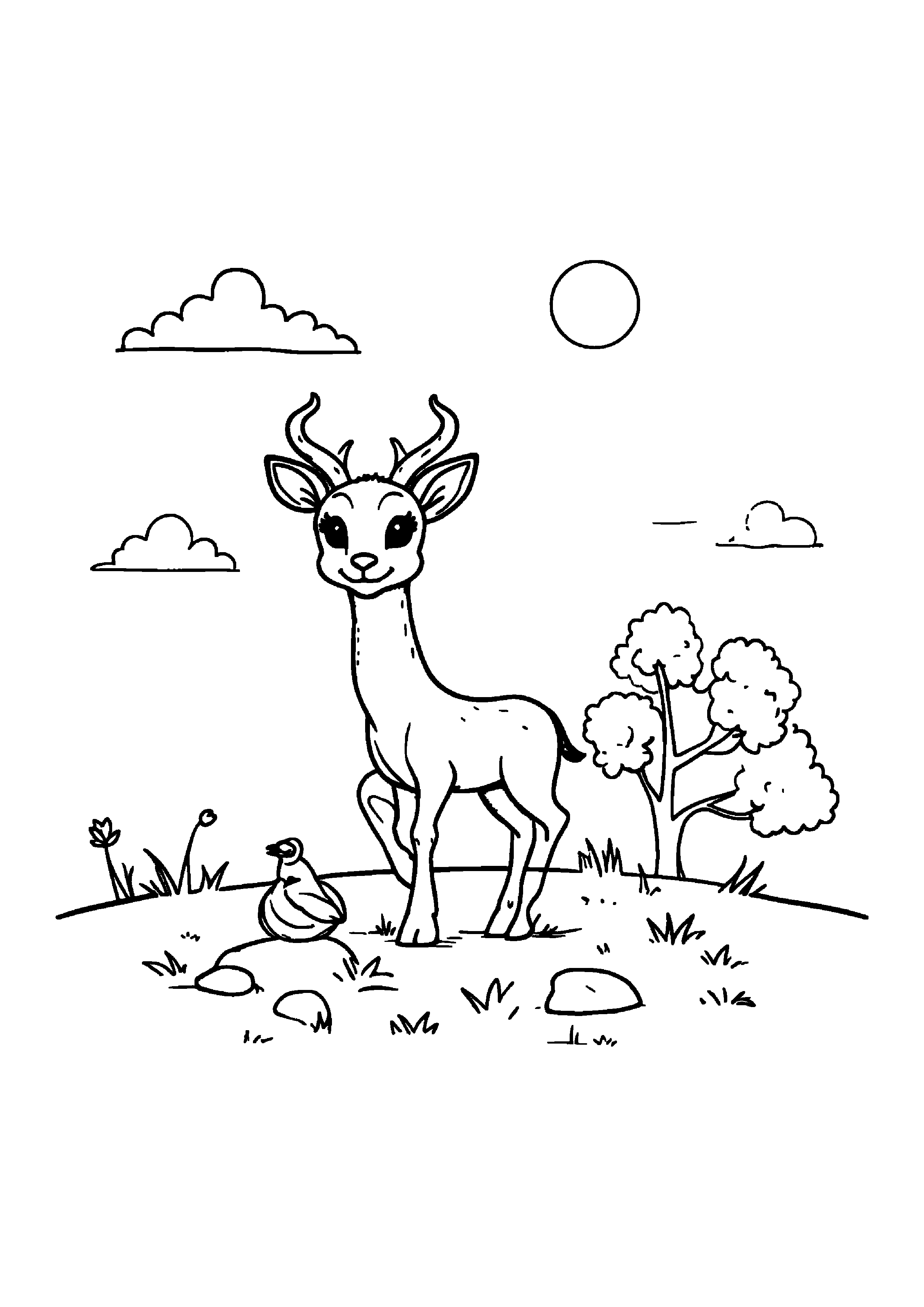 Coloring Page — Cute Antelope - Coloring Pages AI stock