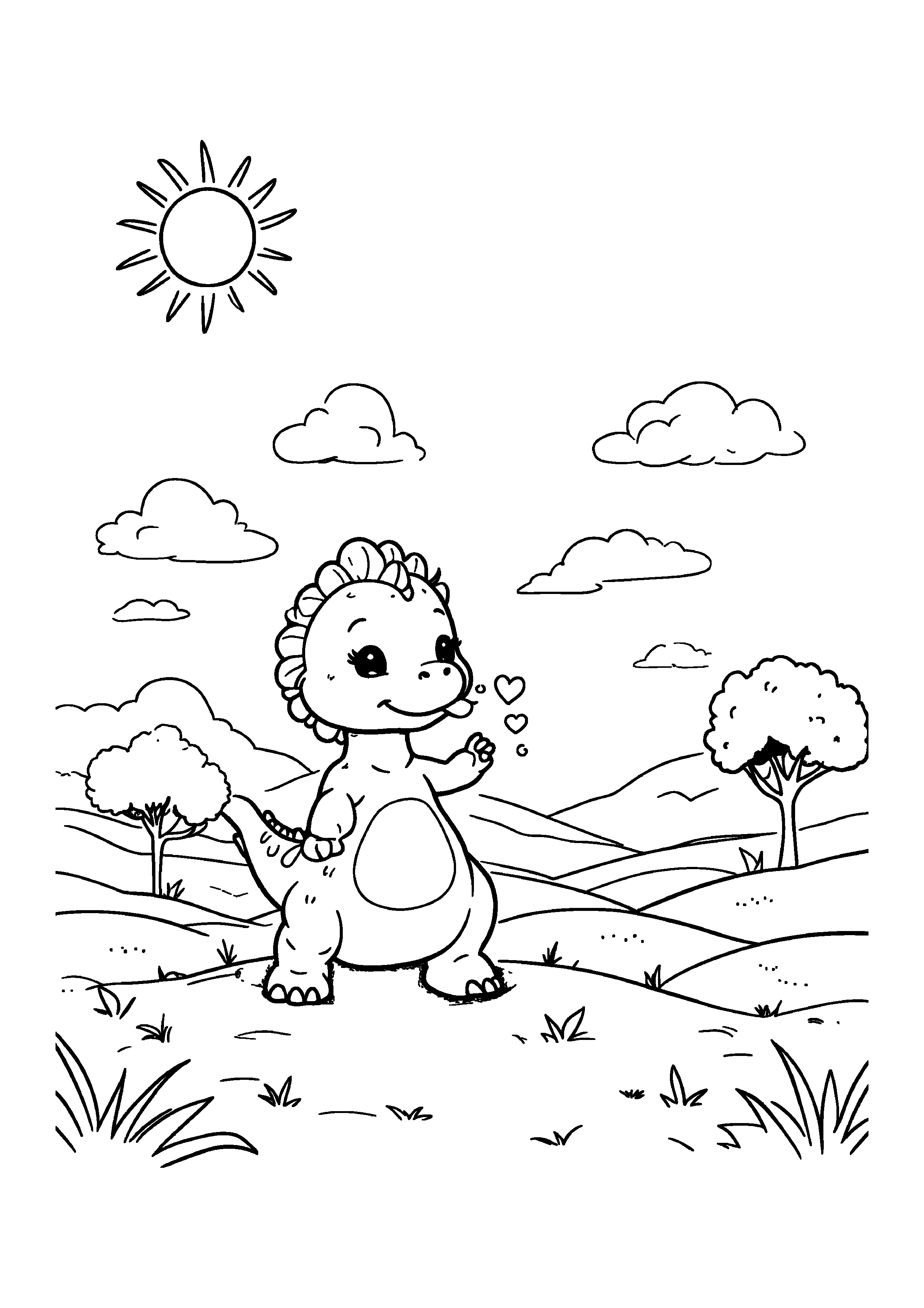 Coloring Page — Dinosaur Blowing Kiss - Coloring Pages AI stock