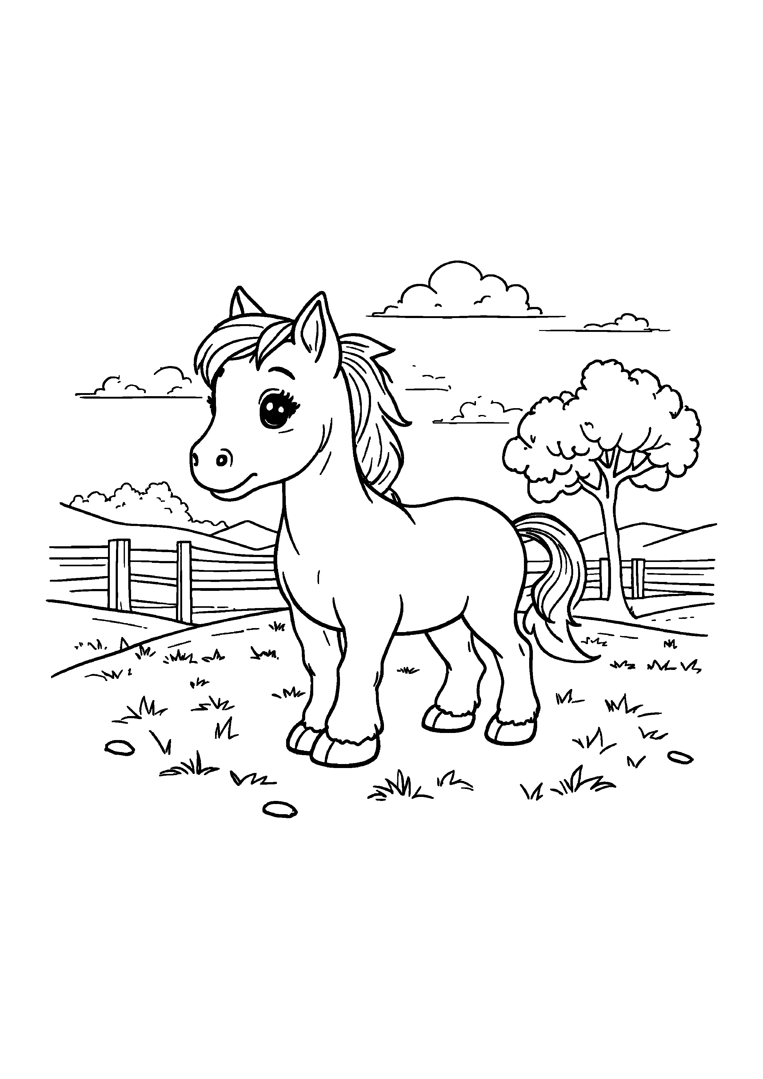 Coloring Page — Pony With Ribbon - Coloring Pages AI stock