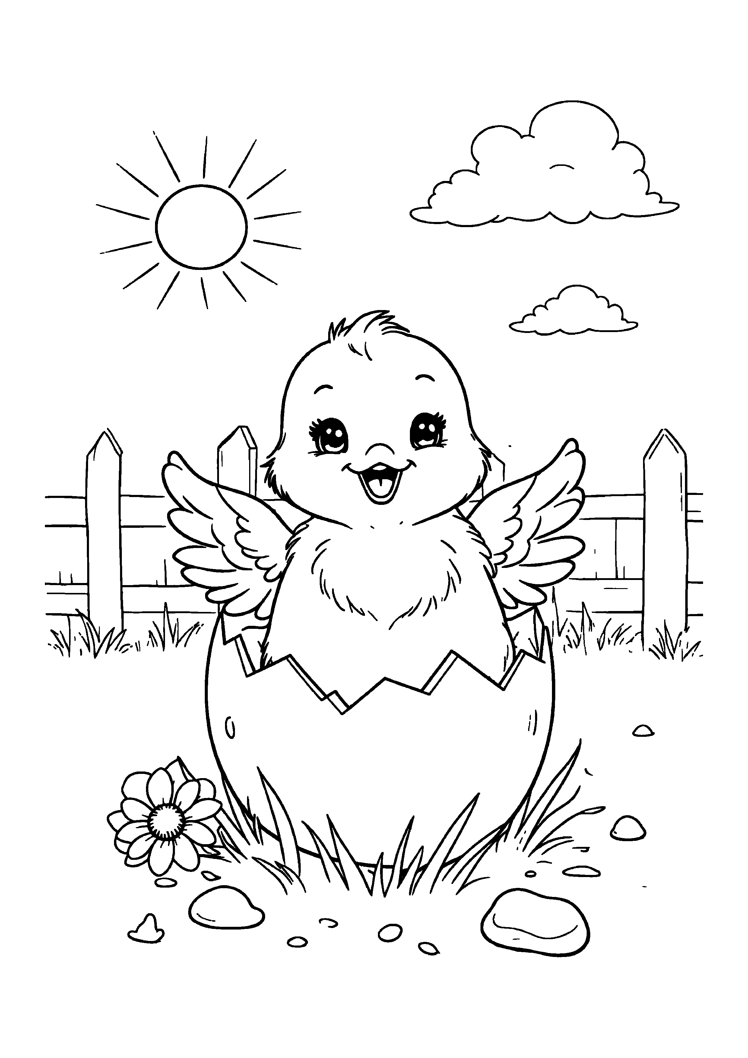 Coloring Page — Chick In Eggshell - Coloring Pages AI stock