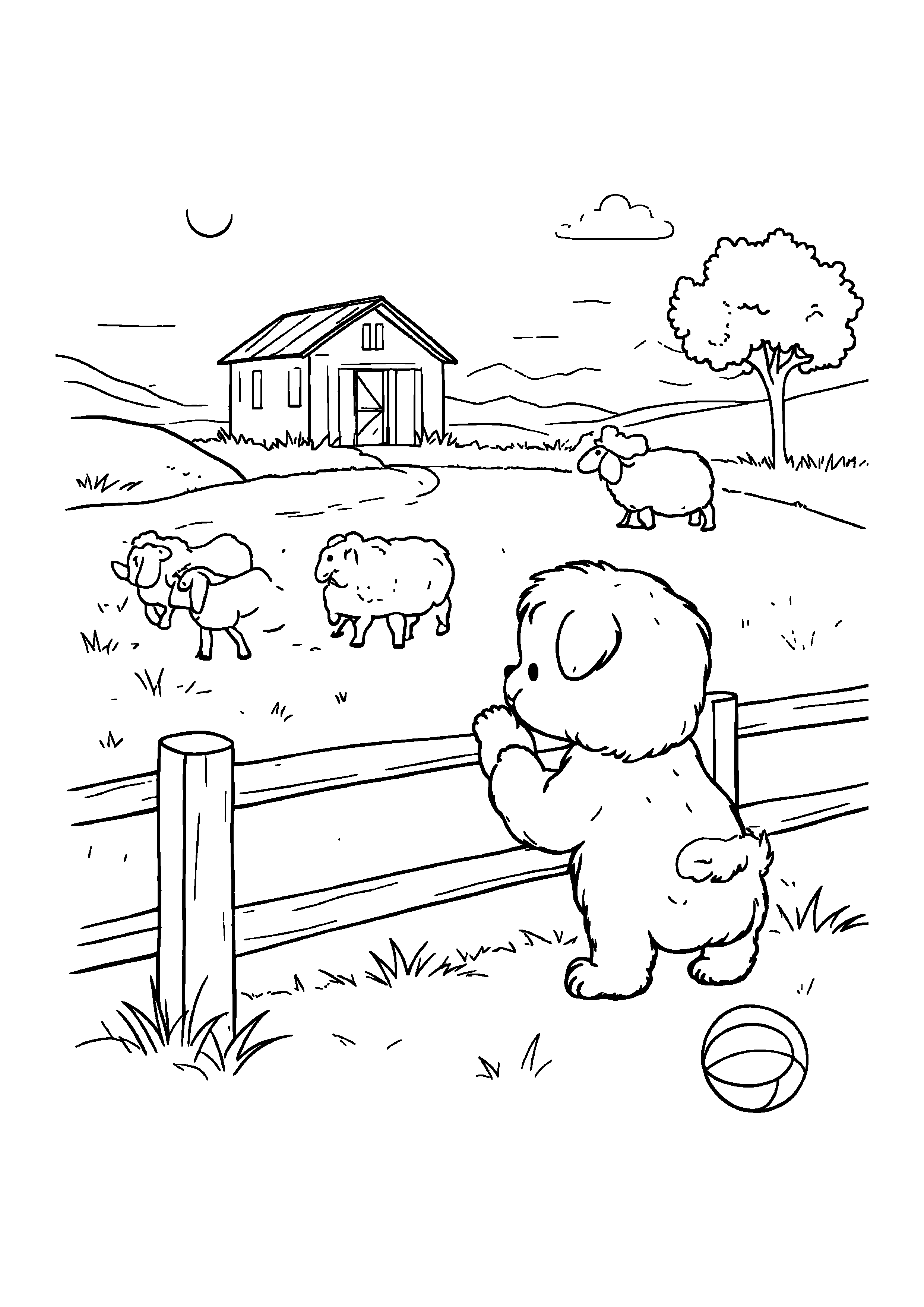 Coloring Page — Puppy Herding Sheep - Coloring Pages AI stock