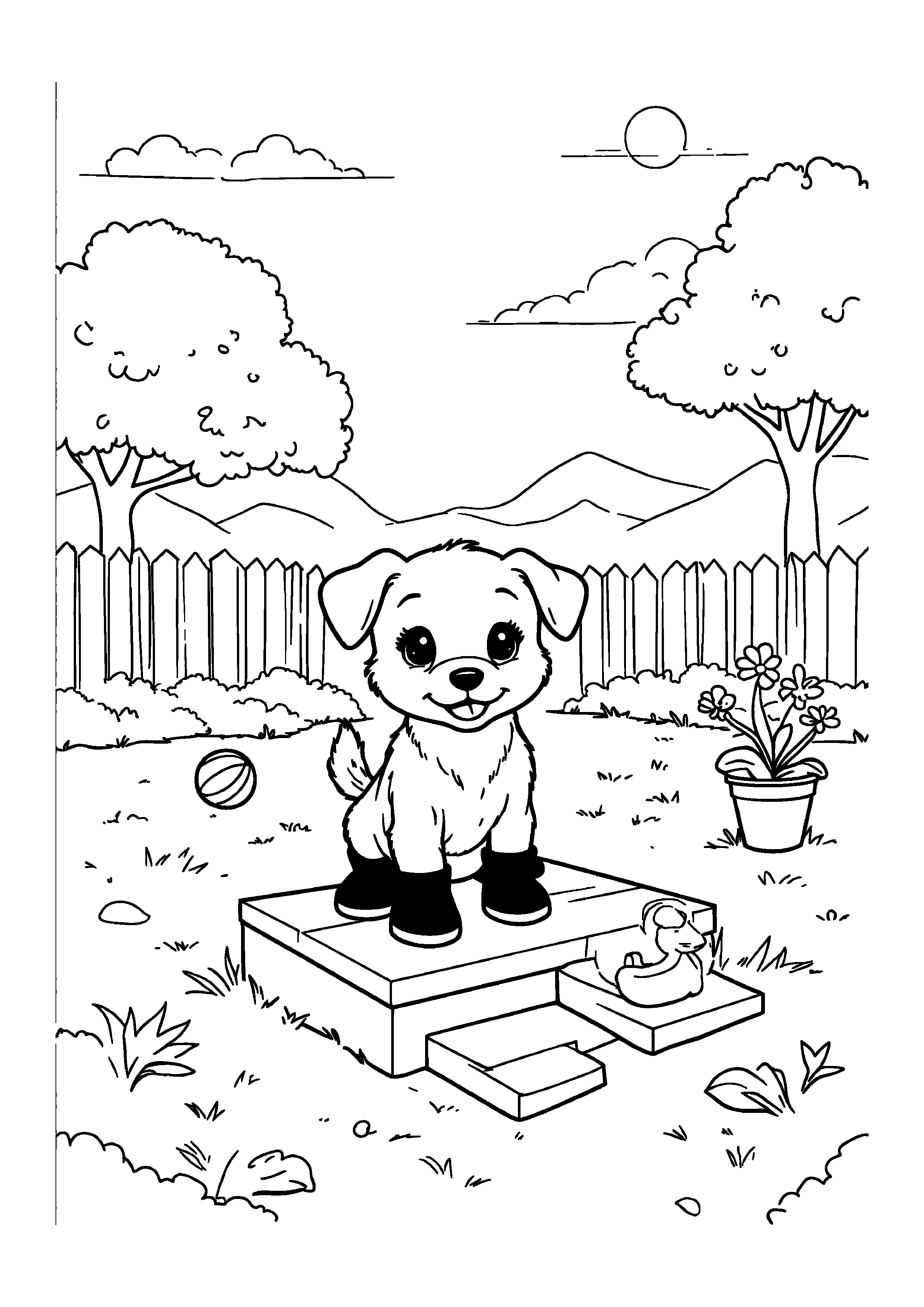 Coloring Page — Puppy In Boot - Coloring Pages AI stock