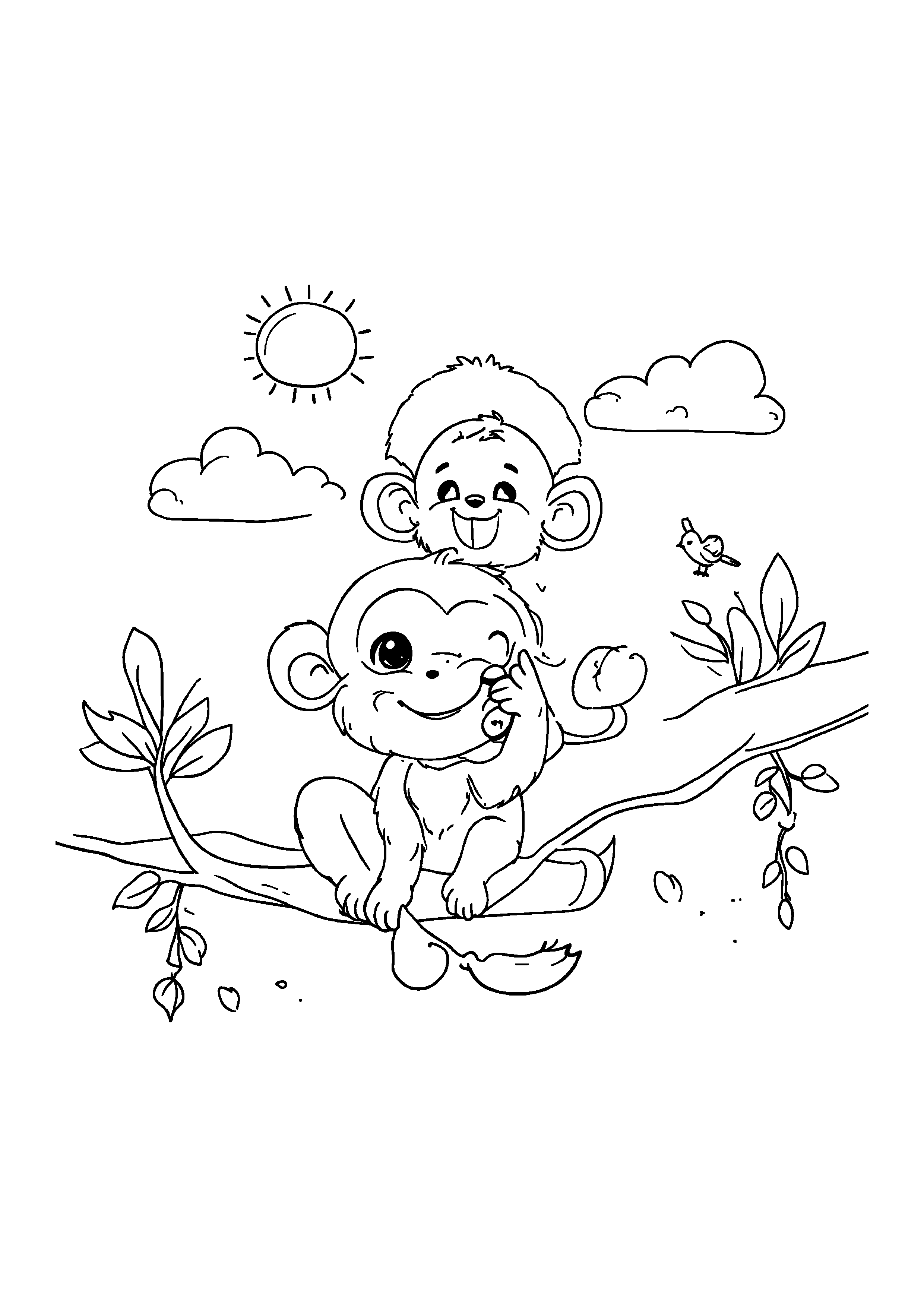 Coloring Page — Cute Monkey With Banana - Coloring Pages AI stock