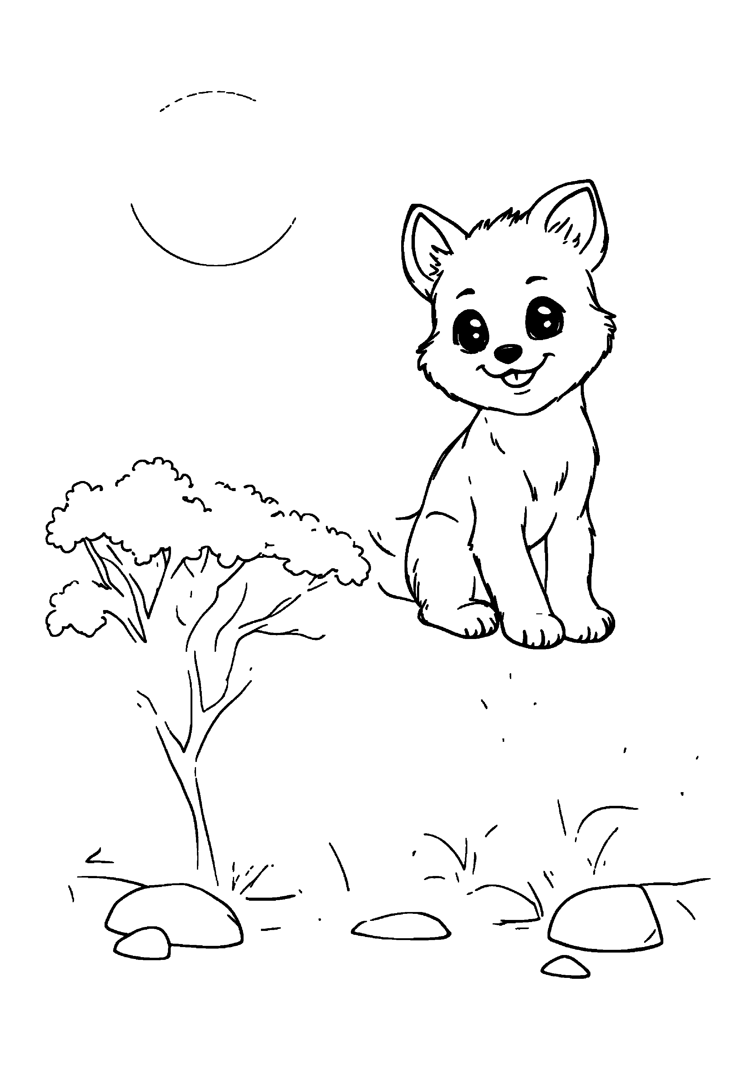 Coloring Page — Cute Hyena Pup - Coloring Pages AI stock