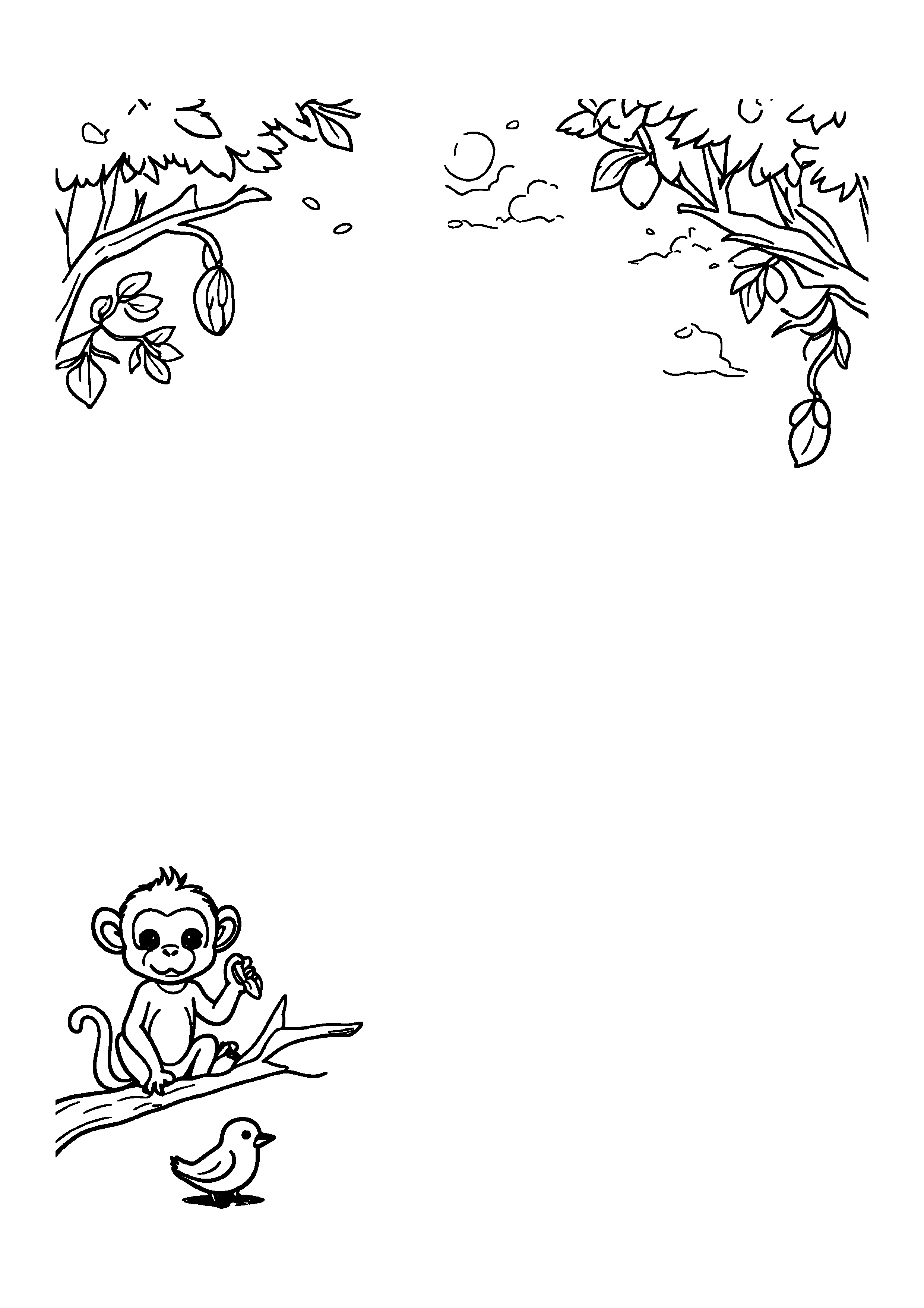 Coloring Page — Friendly Monkey