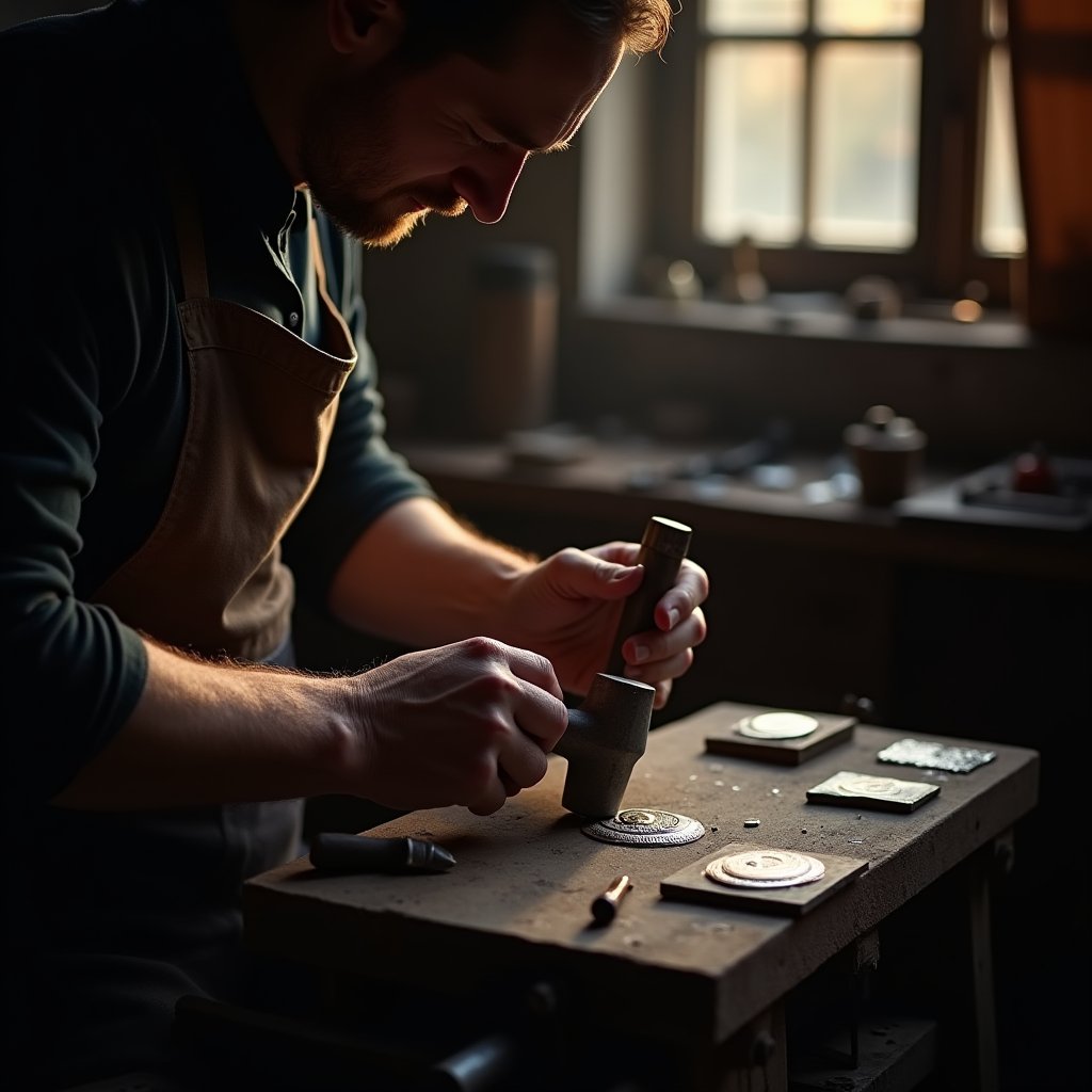 Hammered Silver Elegance - Crafts AI stock