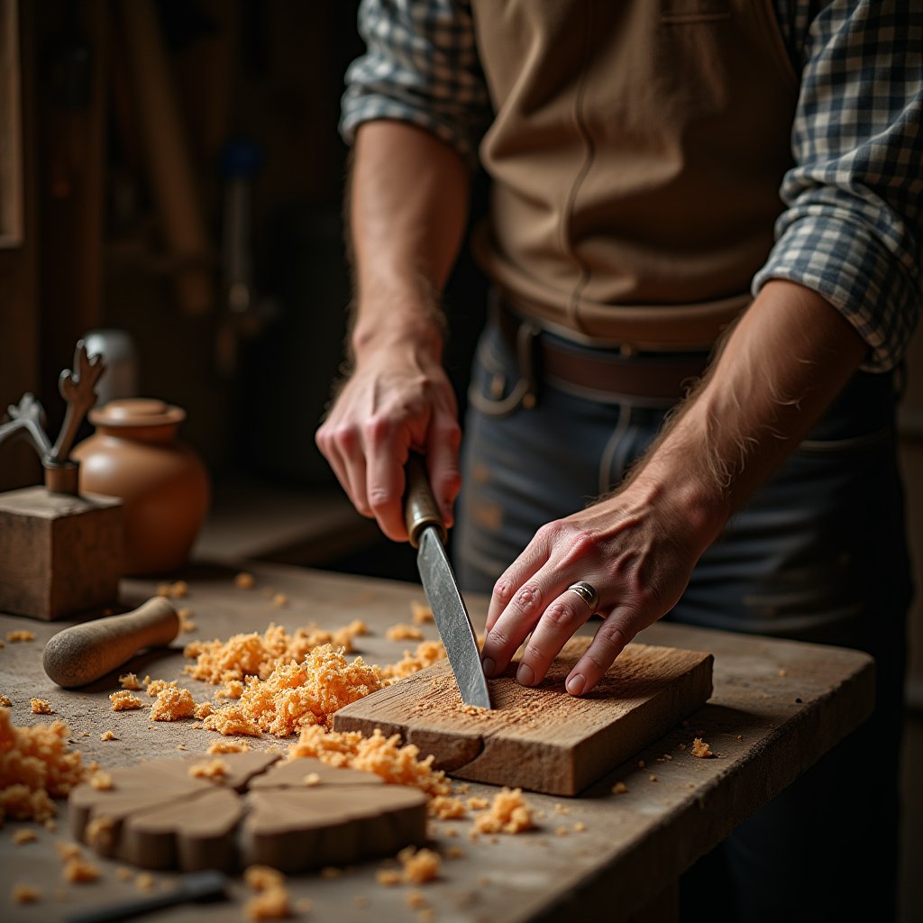 The Woodcarver's Touch - Crafts AI stock