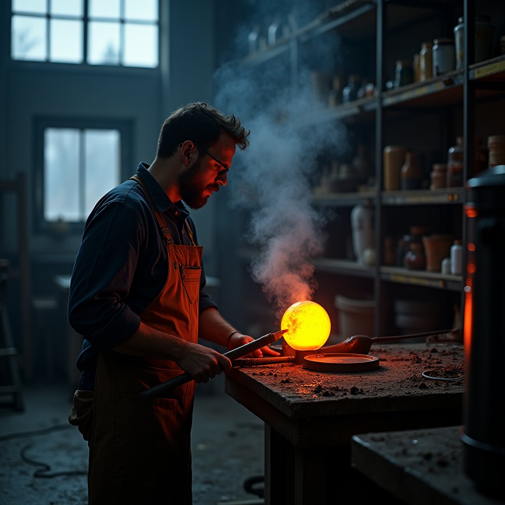 Molten Glass at Moonrise - Crafts AI stock