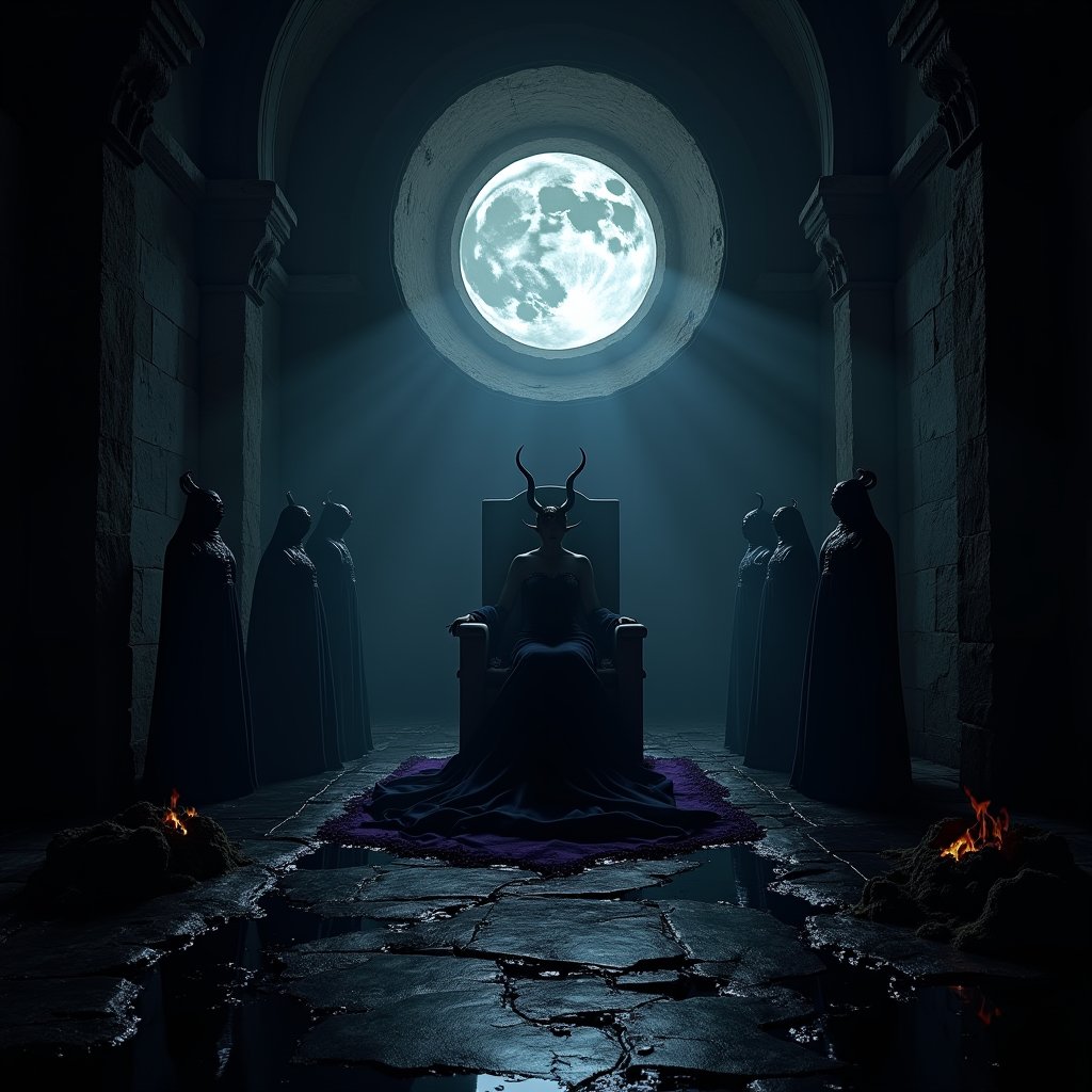 Throne Beneath the Blood Moon - Dark Fantasy AI stock