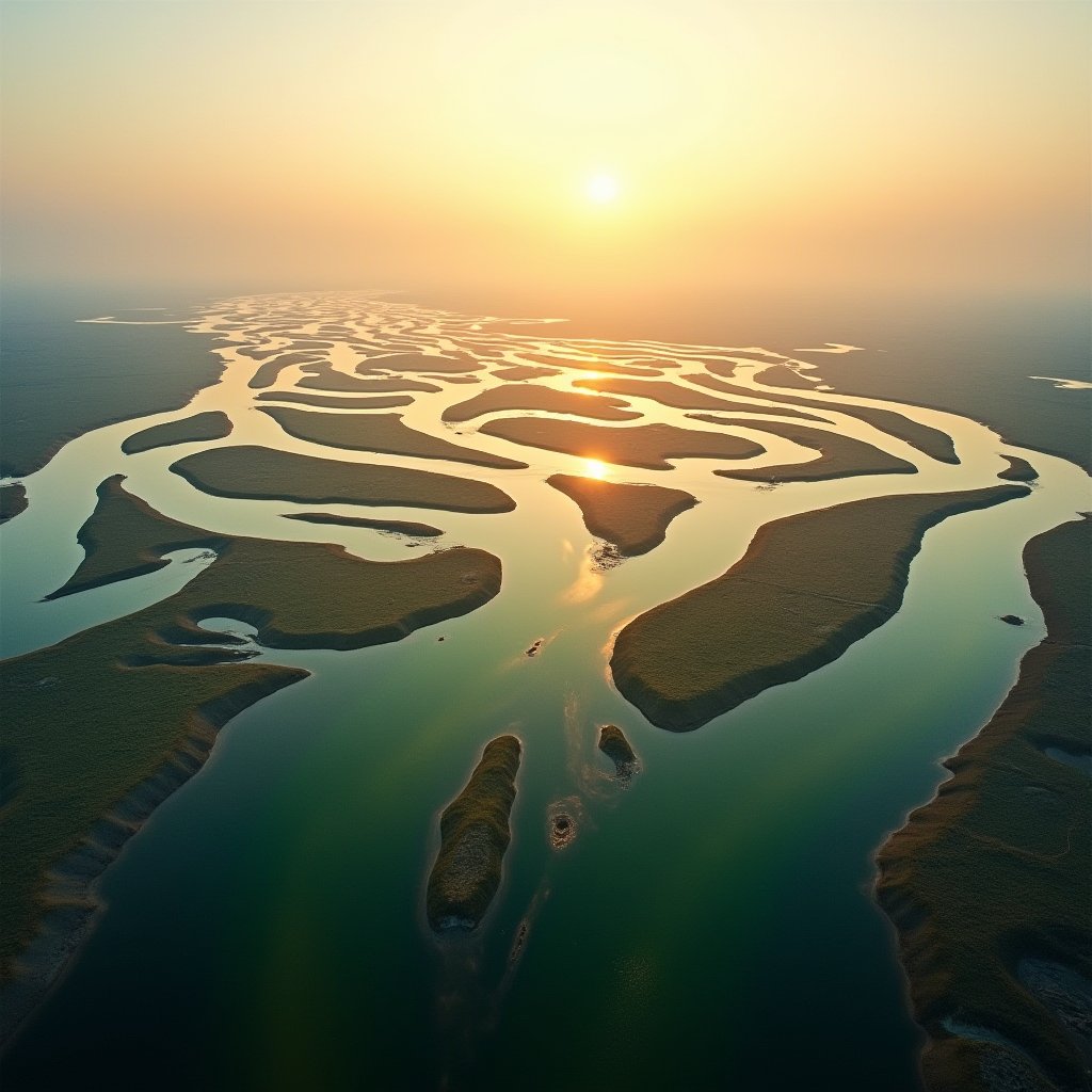River Delta's Golden Veins - Drone & Aerial AI stock